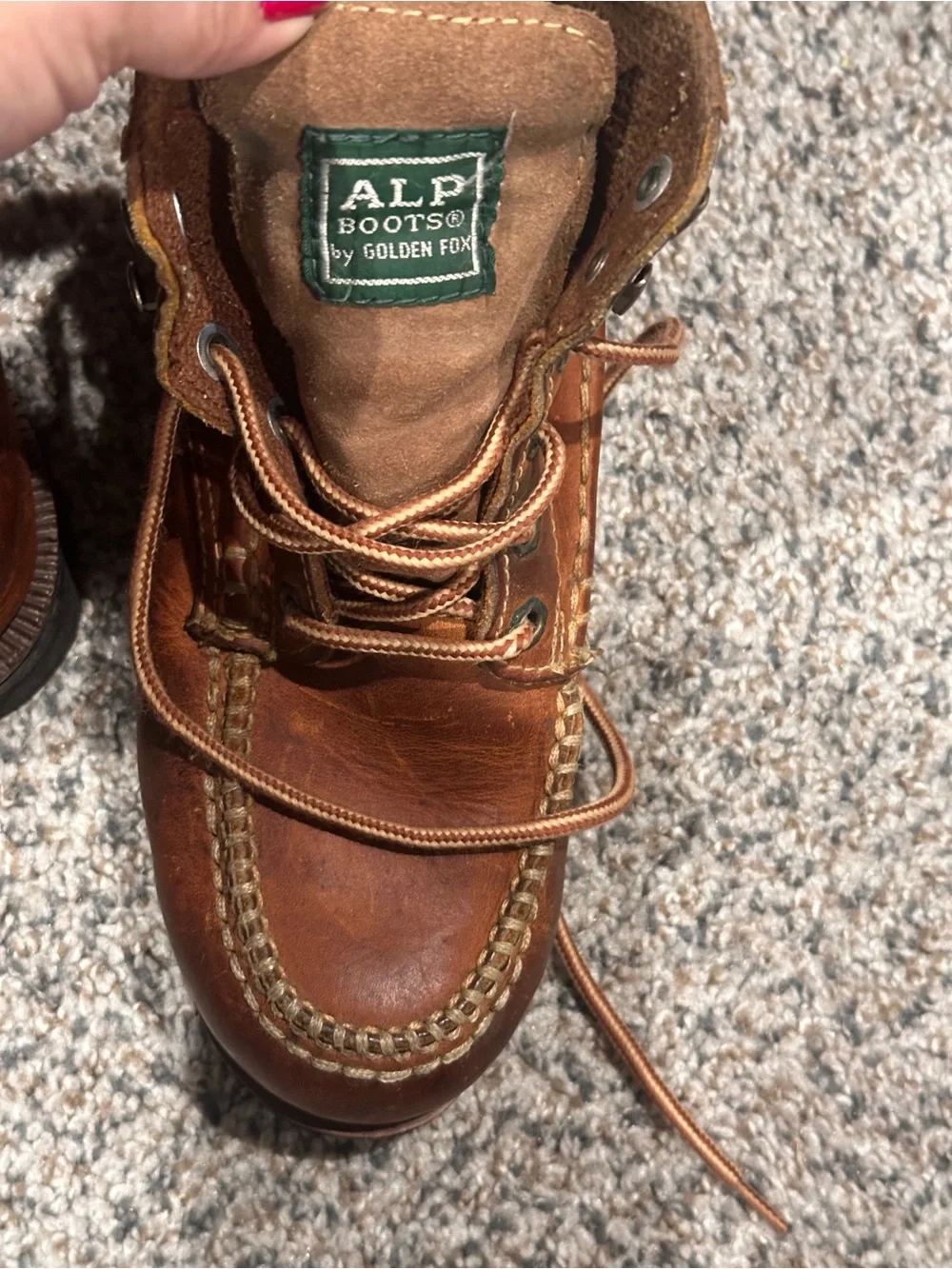 Men's Brown Leather Moc Toe Work Boots